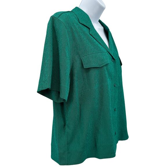 Athleta Echo Short Sleeve Button-Up Blouse Med Green Quick Dry Performance Top - Picture 4 of 12